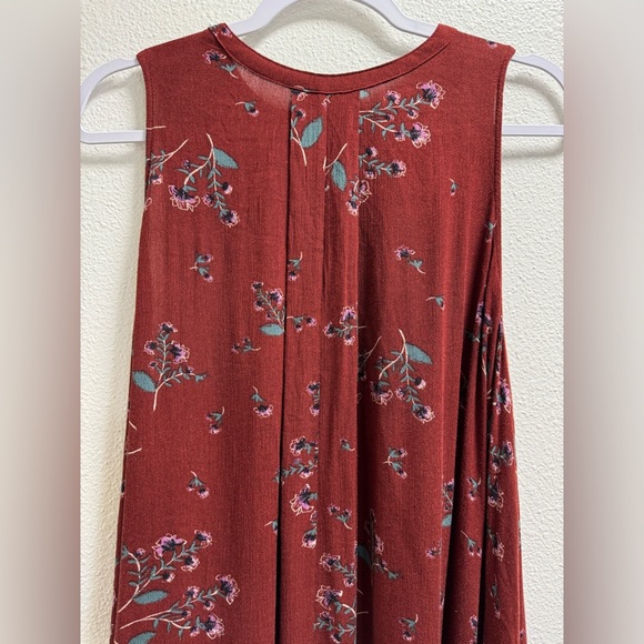 Free People Tree Swing Snap Out of It Tank Top Dress Rust Floral Keyhole XS - Picture 8 of 10